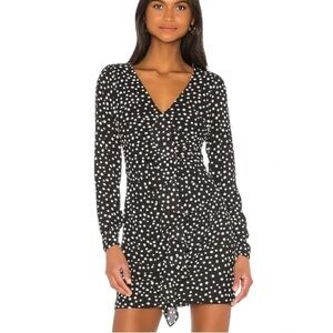 REVOLVE Likely Corinne Ruffle Front Black and White Polka Dot Mini Dress